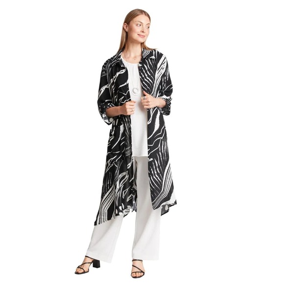 Women's Black and White Floral Duster Size S Button Up Dress Compli-K NWT - Picture 2 of 2